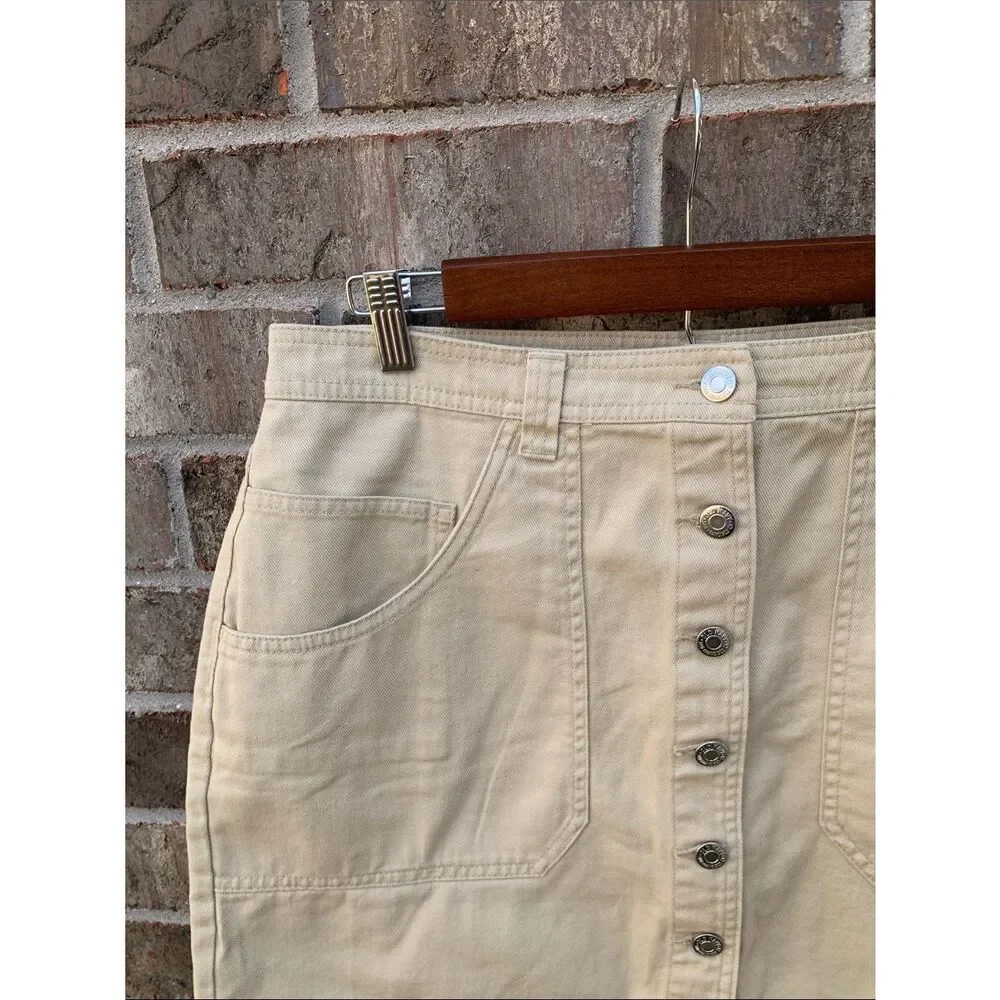 Take 50% OFF- Old Navy Women's Cream Button-Front Denim Mini Skirt, Size-12